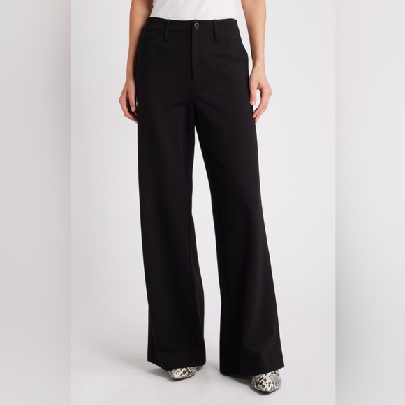 rag & bone Pants - rag & bone Black Sofie High Waist Wide Leg Ponte Knit Trouser Pants 2 Two